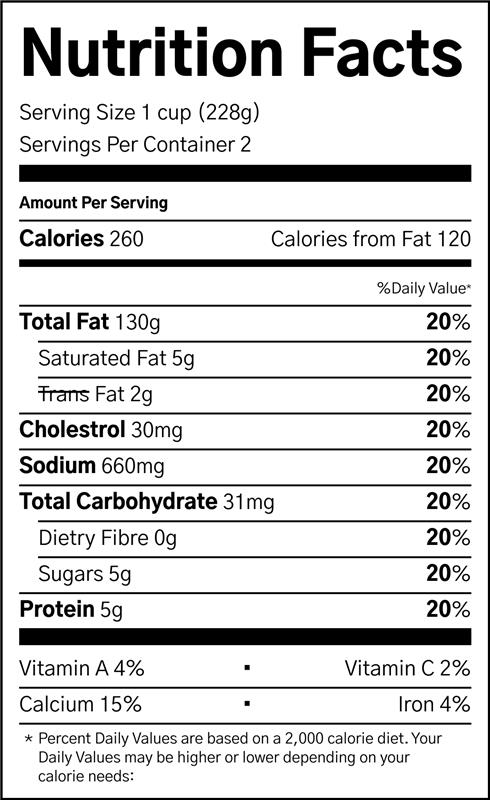 Live Nutrition Facts Preview